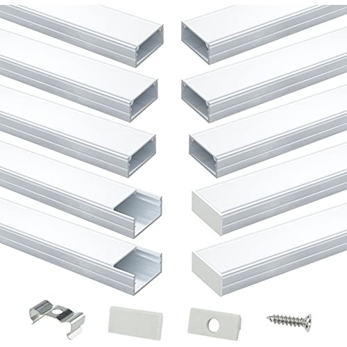 Perfil De Aluminio Led De Plata De 10 Paquetes De 3.3 P...