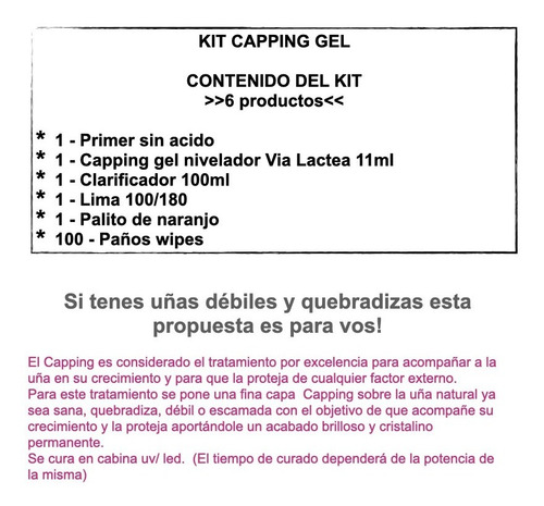 Imagen 2 de 3 de Kit Kapping Nivelador Uñas Gel Uv / Led - Capping Cuvage C