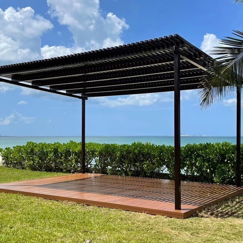 Cuadrado Pérgola Decorativo 2x2 Zeromadera (2 Pzas 1.5mts) Color Nogal