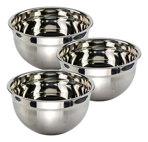 Kit Com 3 Bowl De Inox Profissional 30cm Cumbuca Restaurante