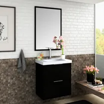 Comprar Mueble Baño + Bacha + Espejo Pietra Negro, Cerámicas Castro