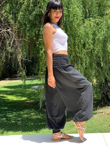 Pantalón Bambula Hindú Yoga Babucha Cintura Elástica Puño