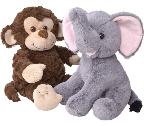 Animales De Peluche De Elefante Y Mono - 2 Juguetes De Peluc