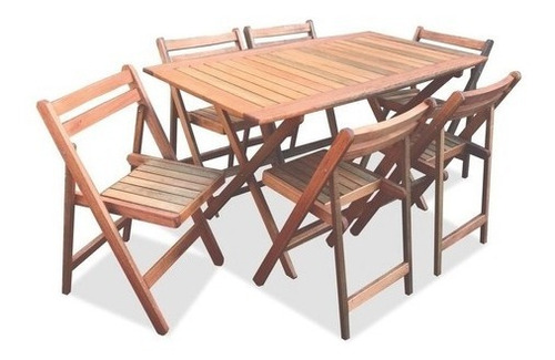 Mesa Jardin. Plegable 1.40 Mts + 6 Sillas. Madera. Oferta !