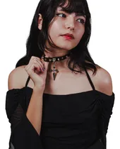 Comprar Gargantilha Feminina Choker Cruz Com Spike Lolita Coleira