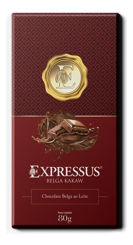 Barra De Chocolate Expressus Kakaw Belga Ao Leite