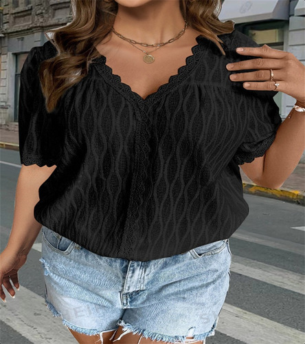 Blusa De Mujer De Cuello V Casuales Suelto Elegante Oficina