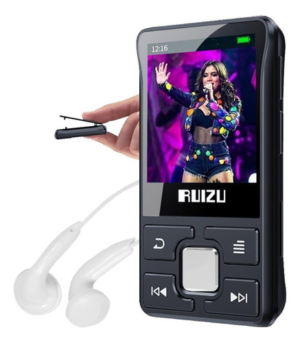 Mp3 Mp4 Player Bluetooth Ruizu 8gb X55 Academia Clip + Fone Cor Preto