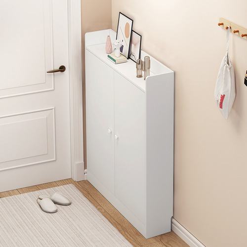 Madera Zapatera Moderna Blanca Entrada Inclinada 82cm Blanco