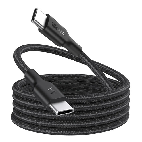 Cable USB C a Tipo C 60W PD Carga Rápida Nylon Trenzado 1HORA,Lavanda,Cable Cargador USB-C a USB-C 3A 1M Reforzado Alta Durabilidad.Compatible iPhone 17 16 15,Samsung Galaxy S25 S24 S23,Tablet Negro