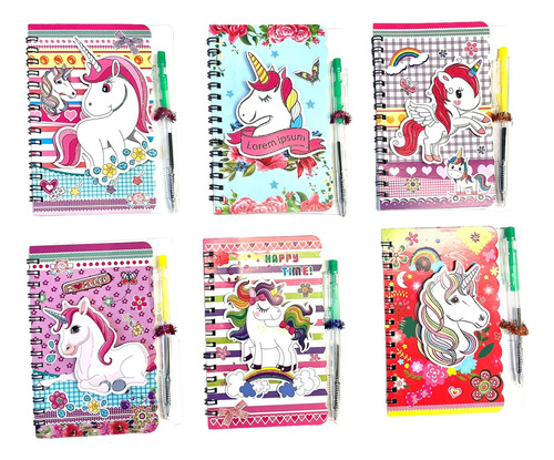 Cuaderno Unicornio 3d Con Lapicera Colegio Escuela Pack X3