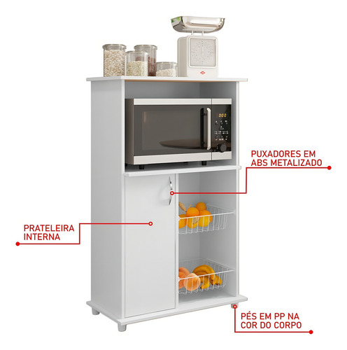 Armário Balcão Para Cozinha Com Fruteira NT 3075 Notavel 1 Porta Branco