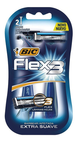 Rastrillos Desechables Bic Flex3 Extra Suave 2 Pzas