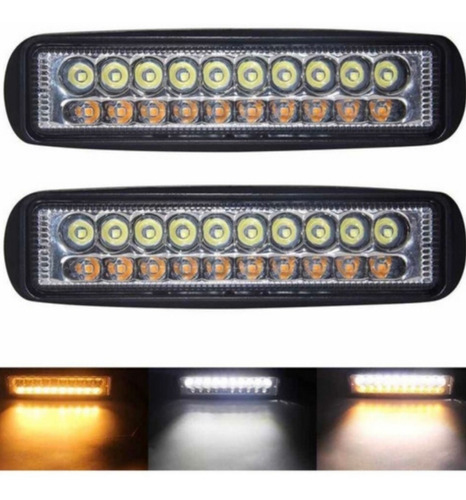 Halógeno Barra Led 18w Recta Bicolor Neblineros Moto Auto 