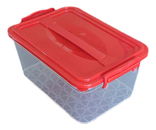 6 Contenedores D 2.5 Litros Rectangulares Citi Hogar Complan Rojo
