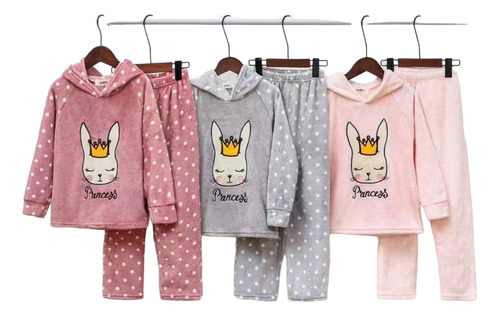 Pijama De Polar Para Invierno De Niña Conejito