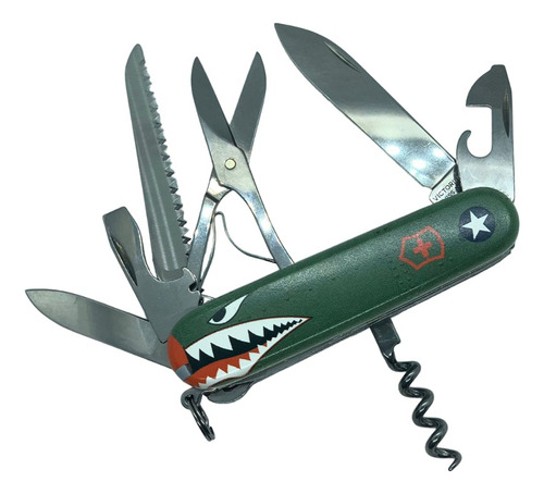 Navaja Multiuso Victorinox Huntsman Warhawk Color Verde Con 15 Herramientas