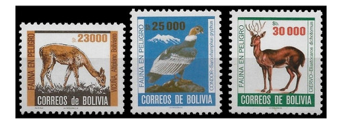 Fauna - Cóndor - Ciervo - Vicuña - Bolivia 1985 - Mint 