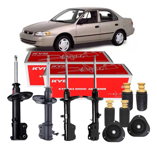 4 Amortecedores Toyota Corolla 1998 1999 2000 2001 2002+kits