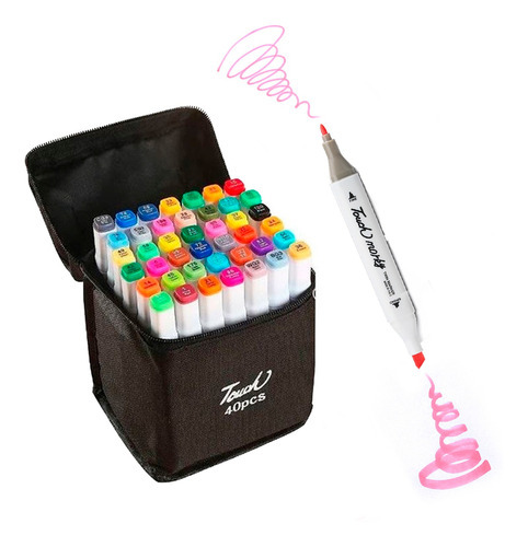 Set de estuches permanentes de doble punta para bolígrafos de 40 colores