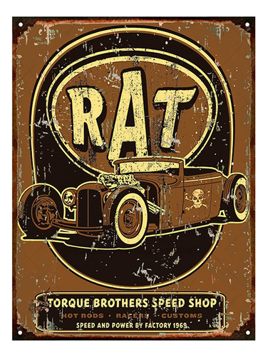 Cartel De Chapa Publicidad Antigua Hot Rod X236