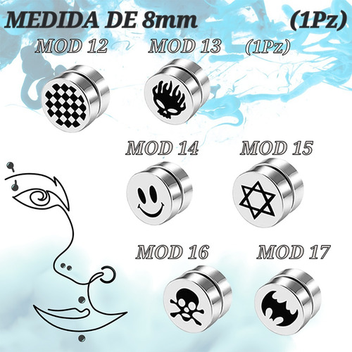 Arete Simulador Expansor Boton Iman Estilo Punk Diseños