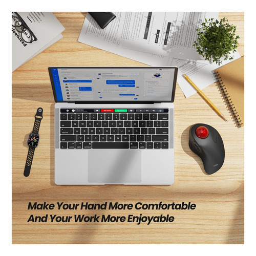 Mouse De Trackball Ergonómico Inalámbrico De Nulea, Mouse De