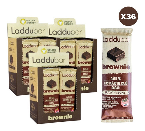 Barritas Laddubar - 3 Cajas X 12 Unidades ( Brownie)