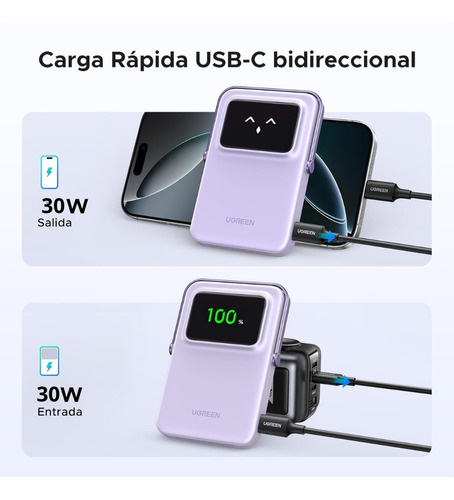 Ugreen Power Bank Inalámbrico 10000mah 20w Pd 7.5w Qi 45327