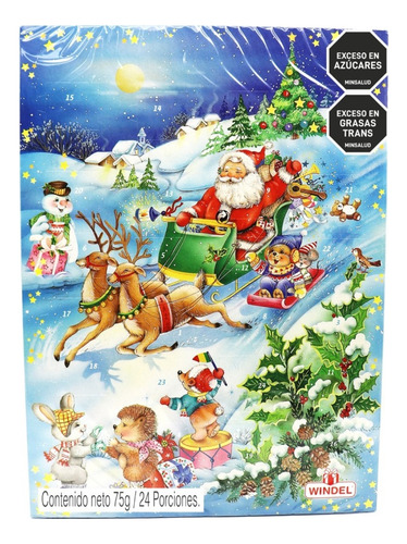 Calendario De Adviento Navideño Con Chocolates 75gr X16uds