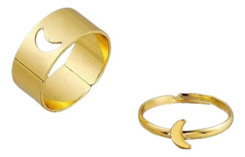 Anillos Pareja Novios Compromiso Luna Regulable Dorado