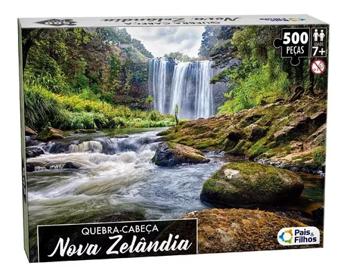 Quebra Cabeça 500pçs Paisagem Cachoeira Riacho Nova Zelândia