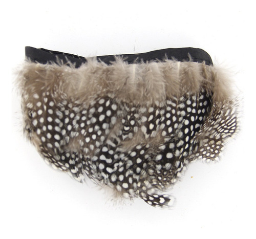 2 Yarda Guinea Fowl Feather Fringe Trim Natual Color