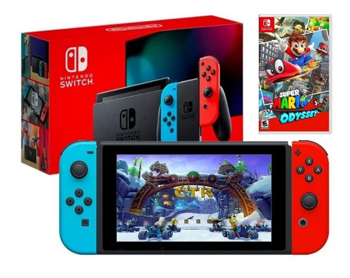 Nintendo Switch Rojo Azul Neon + Mario Odyssey O Kart 8