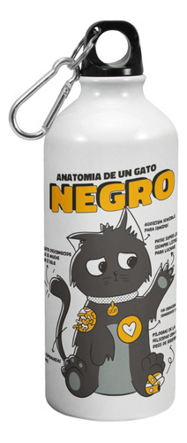 Botella De Agua Deporte Anatomia De Un Gato Negro 600 Ml