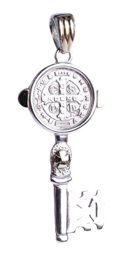 Colgante Llave De San Benito En Plata Y Lamina De Oro