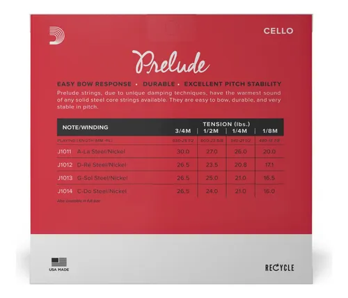 Set Cuerdas Cello Prelude 1/2 Med J1010 1/2m Daddario