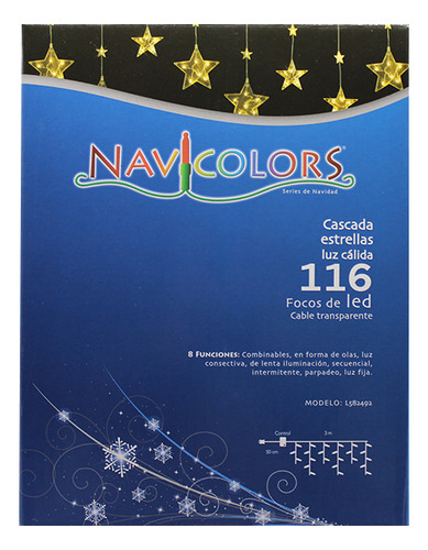 Serie Navideña Cascada De Estrellas Led Luz Cálida 3.5mts