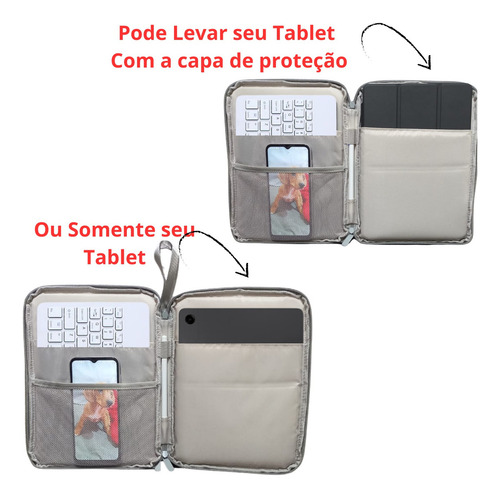 Kit Capa Bolsa Com Teclado E Mouse Para Galaxy Tab S6 Lite