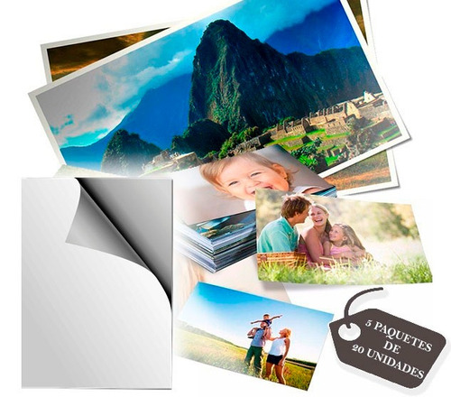 Papel Adhesivo Fotografico Premium A4 135grs 5 Paquetes X20