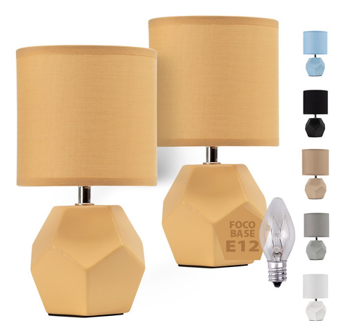 Set De 2 Lámparas De Buró Cerámica Estilo Minimalista 12.5  