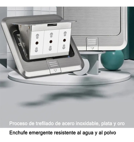 Kit Caja De Piso Pop Up Metálica 2 Tomas 16a + Type-c + Usb