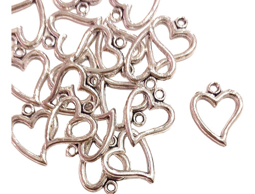 Pack X 20 Dijes Corazón De Metal Souvenirs Bijouterie