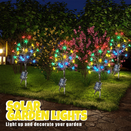 Lámpara Solar Para Jardín Con Ramas Artificiales De Cerezo E