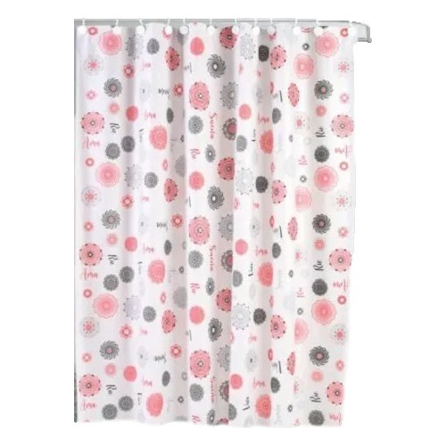 Cortina De Baño Estampada Línea Mandala Protector + Ganchos