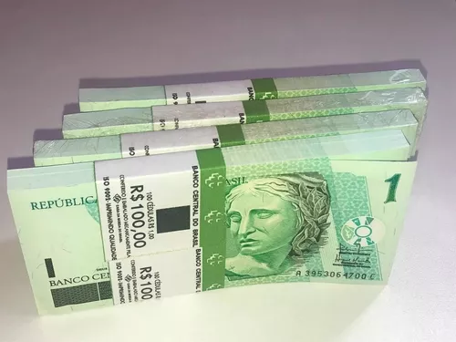 Nota Dinheiro 10,00 Reais Pct C/ 100 Cédulas S/ Valor Com.