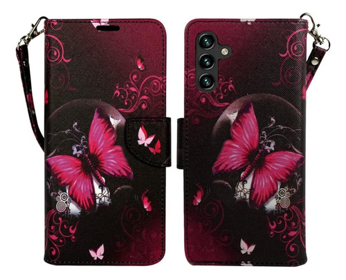 Funda Mariposa Rosa Billetera Para Samsung Galaxy A13