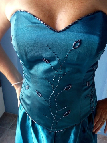 Vestido Largo Con Corset Bordado, Usado, Excelente Estado