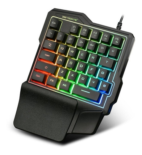 Teclado De Una Mano Gamer Negro Con Luz 