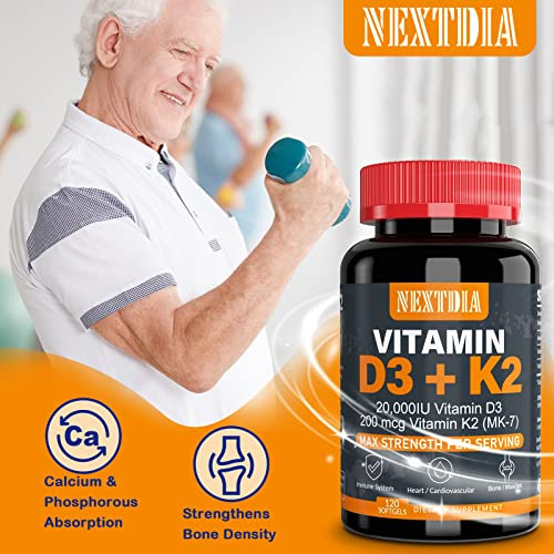 Vitamina D3 20,000 Iu + K2( Mk7 ) 200mcg - Una Vez 7rgfv